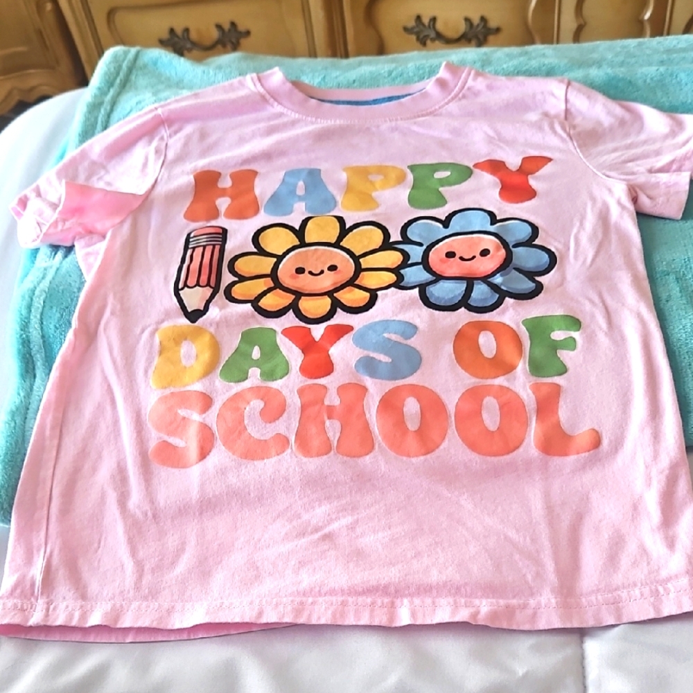 Kids Pink Graphic T-Shirt Size 7/8 SCHOOL Theme